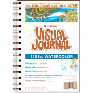 Visual Journals Watercolor Paper Pad, Heavyweight Cold Press, Side Wire Binding, 22 Sheets, 5.5x8 in, White