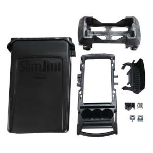 Rubbermaid Commercial, Slim Jim, Single-Stream Cleaning Cart Kit, 23 gal, Resin, Black, Rectangle, Receptacle