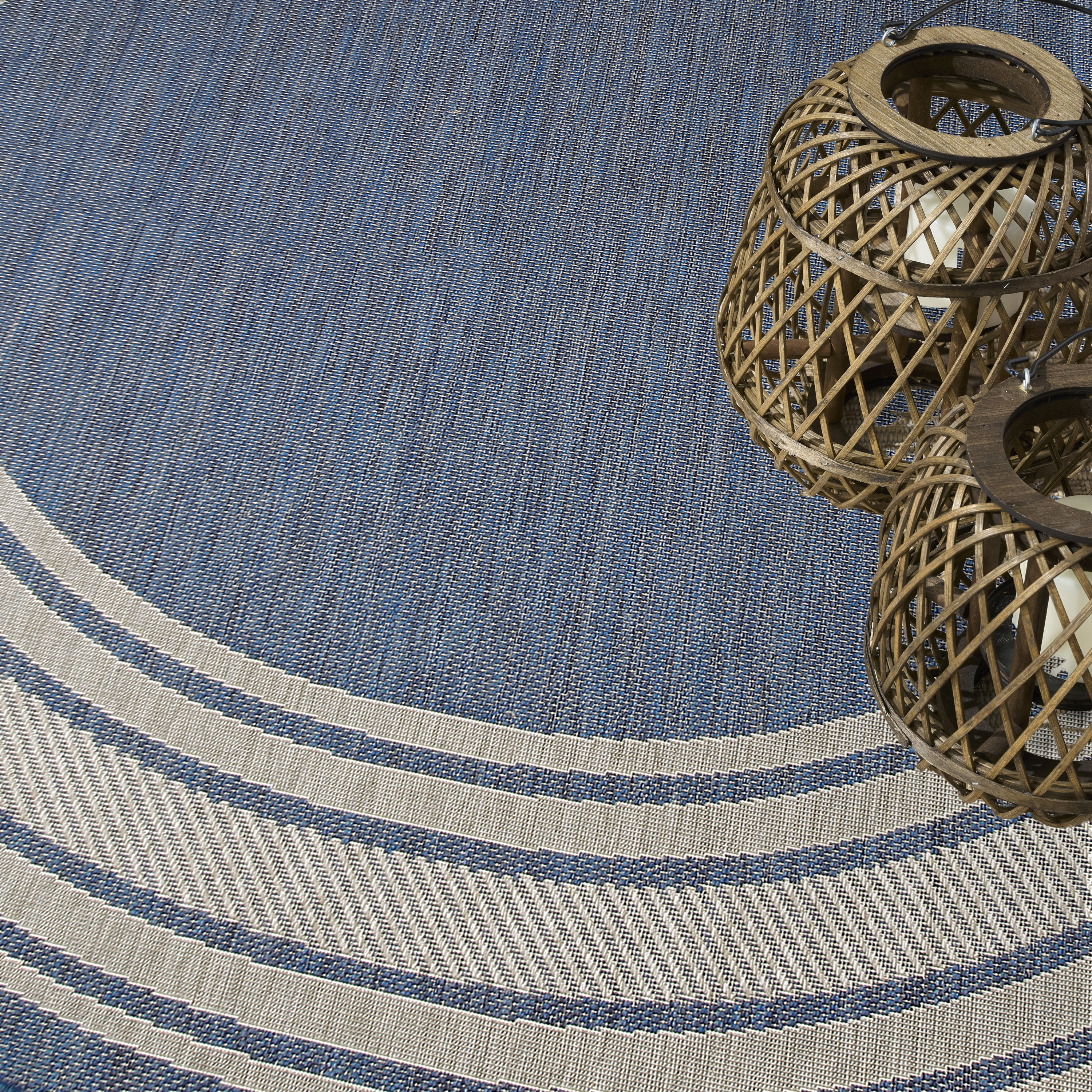 Nourison Horizon Indoor/Outdoor 5' x Round Denim Modern Rug
