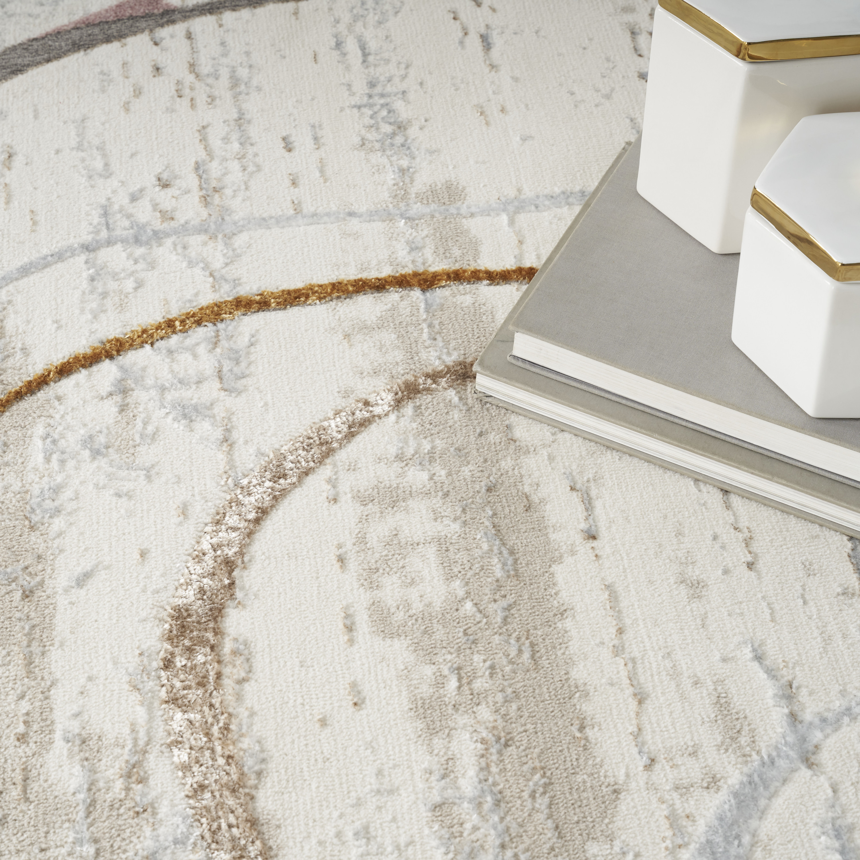 Nourison Glitz 5'3" x 7'3" Ivory Multicolor Modern Indoor Rug