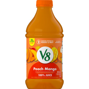 v8® peach mango 100% fruit and vegetable juice, 46 fl oz bottle (6 pack) featured image