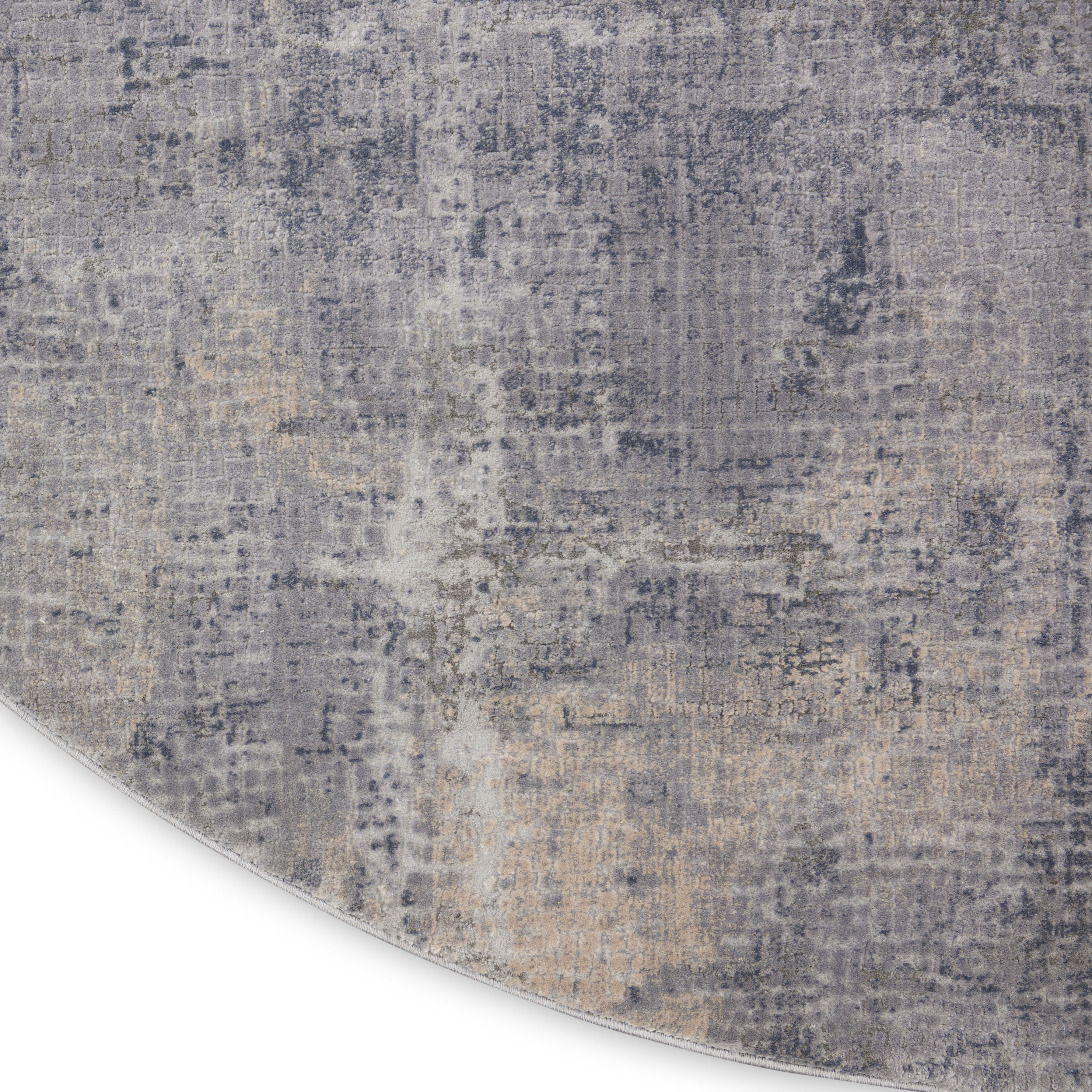 Nourison Rustic Textures 5'3" x Round Grey Beige Modern Indoor Rug