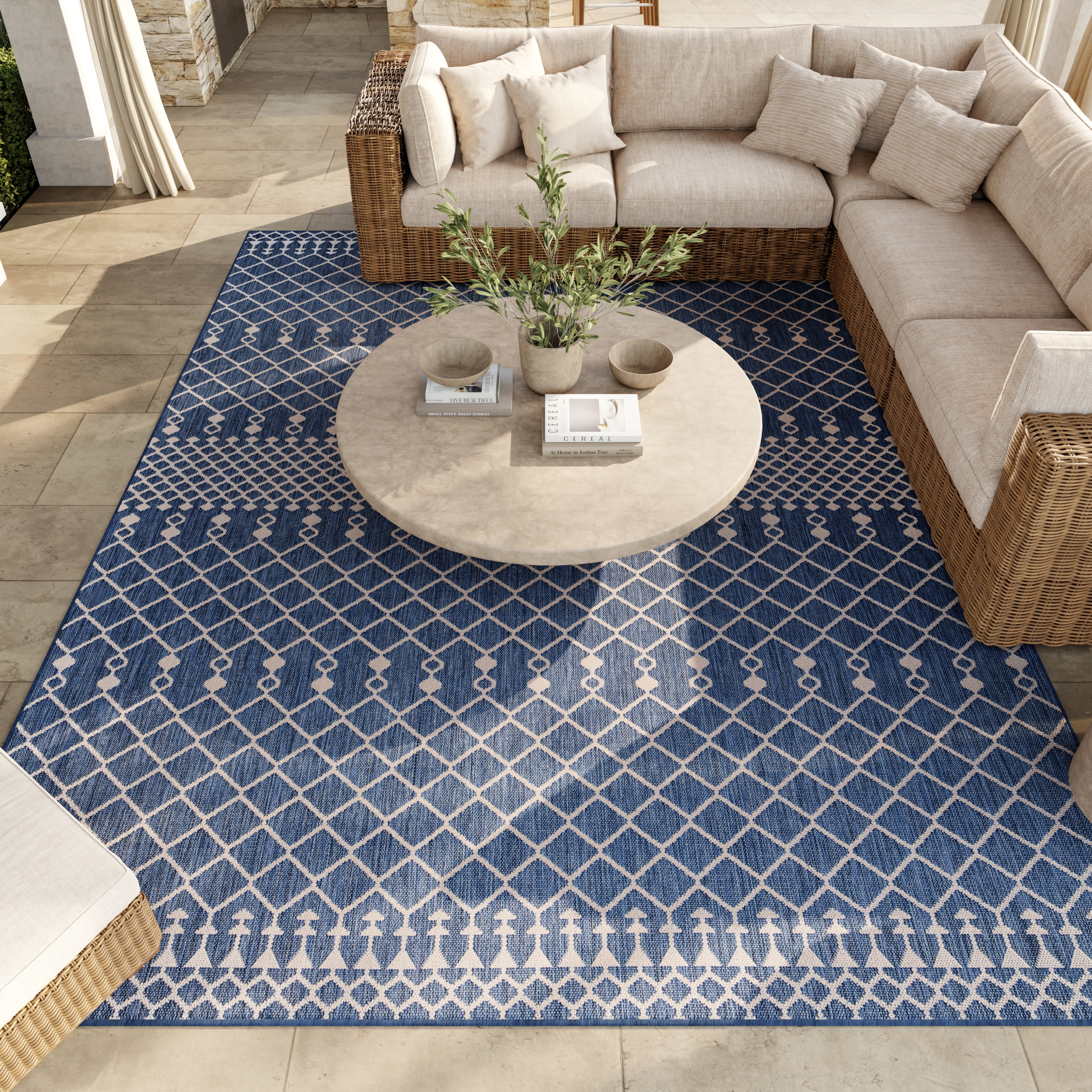 Nourison Positano 7' x 10' Navy Blue Modern Rug