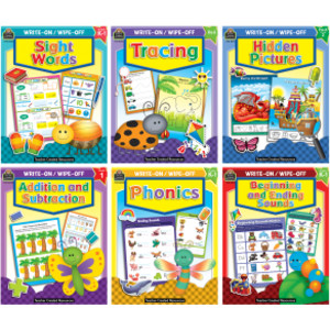 Early Learning Essentials Write & Wipe Activity Book Kit &ndash; Literacy, Math, and Fine Motor Skills