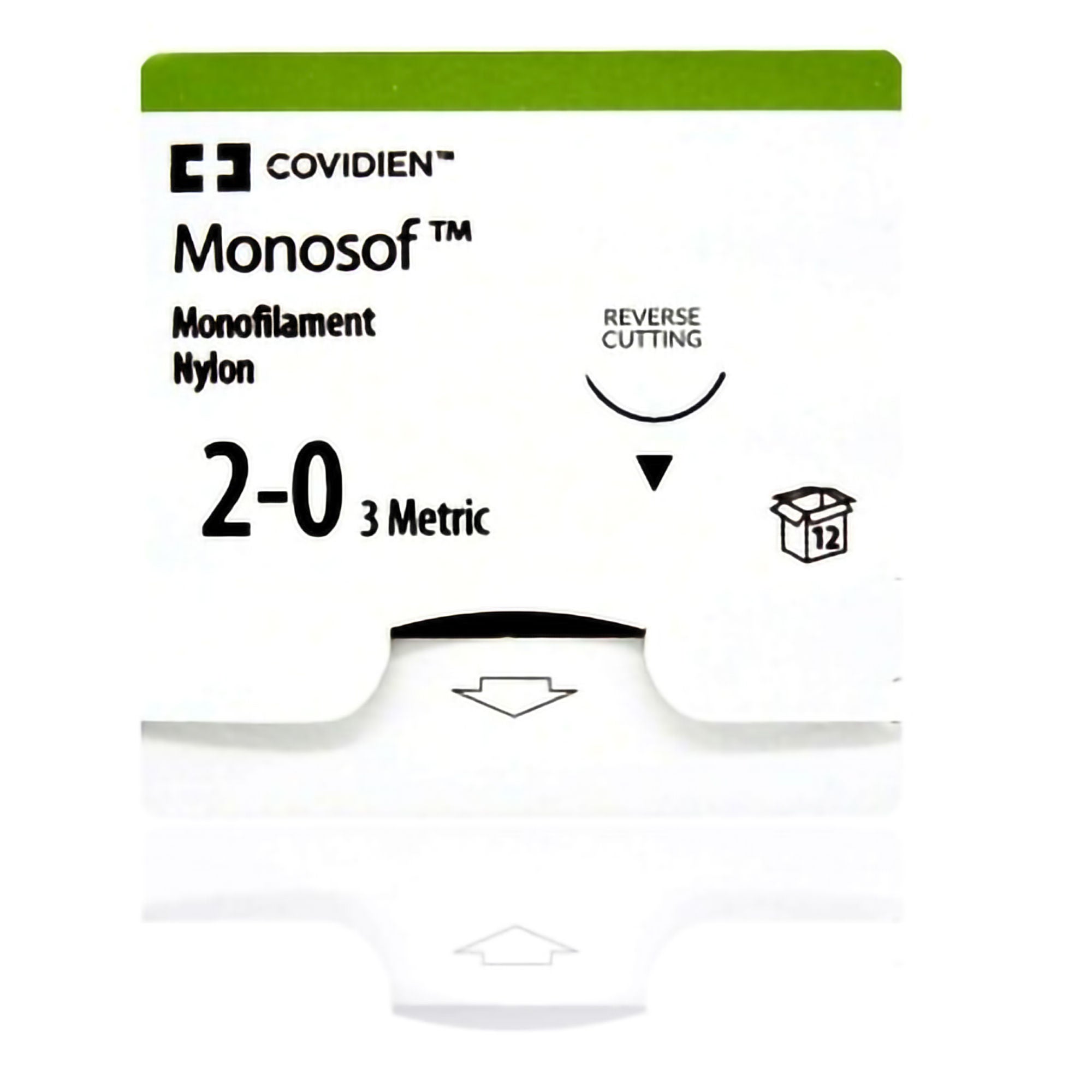 Monosof™ Dermalon™ Suture with Needle, Blue, Size 2-0