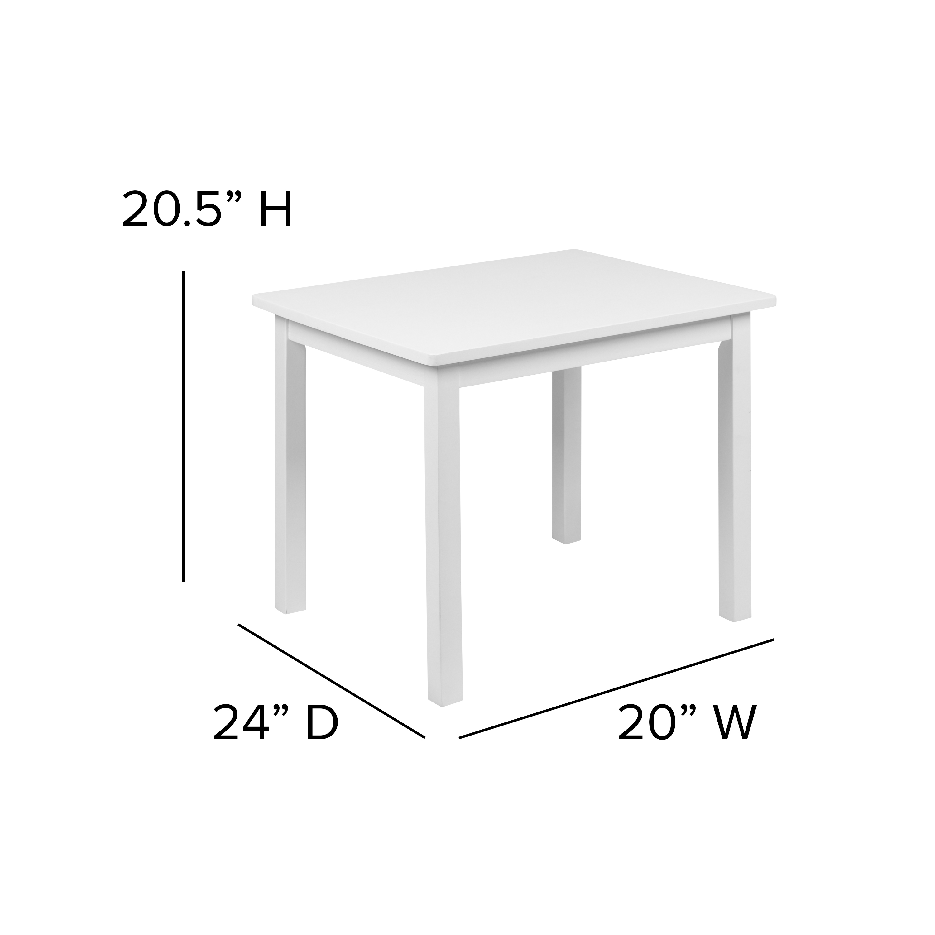 Juego de mesa y silla de madera maciza para niños de 3 piezas para sala de juegos, cocina - blanco - Imagen 35 de 37