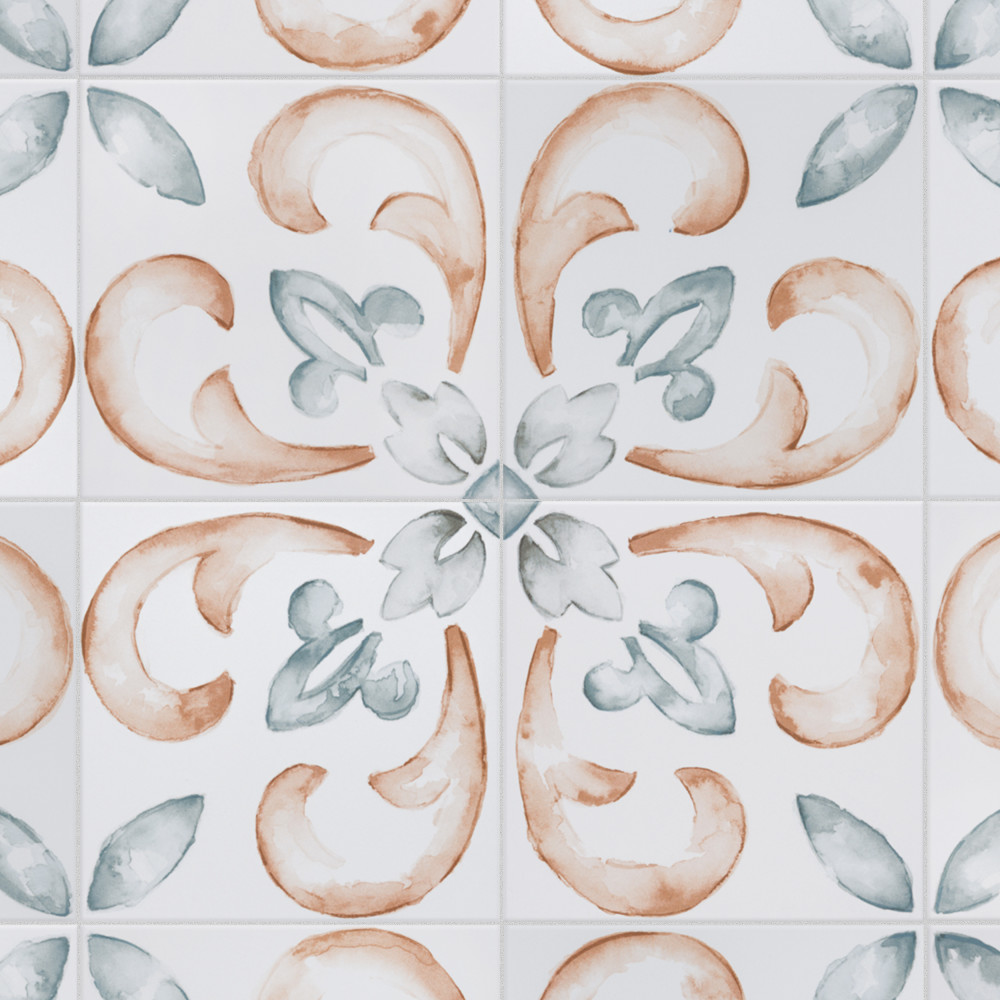 Saint Germain Chaud Deco Flore 5.75x5.75 Square Porcelain Floor and Wall Digital Pattern