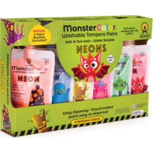 MonsterColor Washable Tempera Paint, 5 oz., Neon, 6-Pack