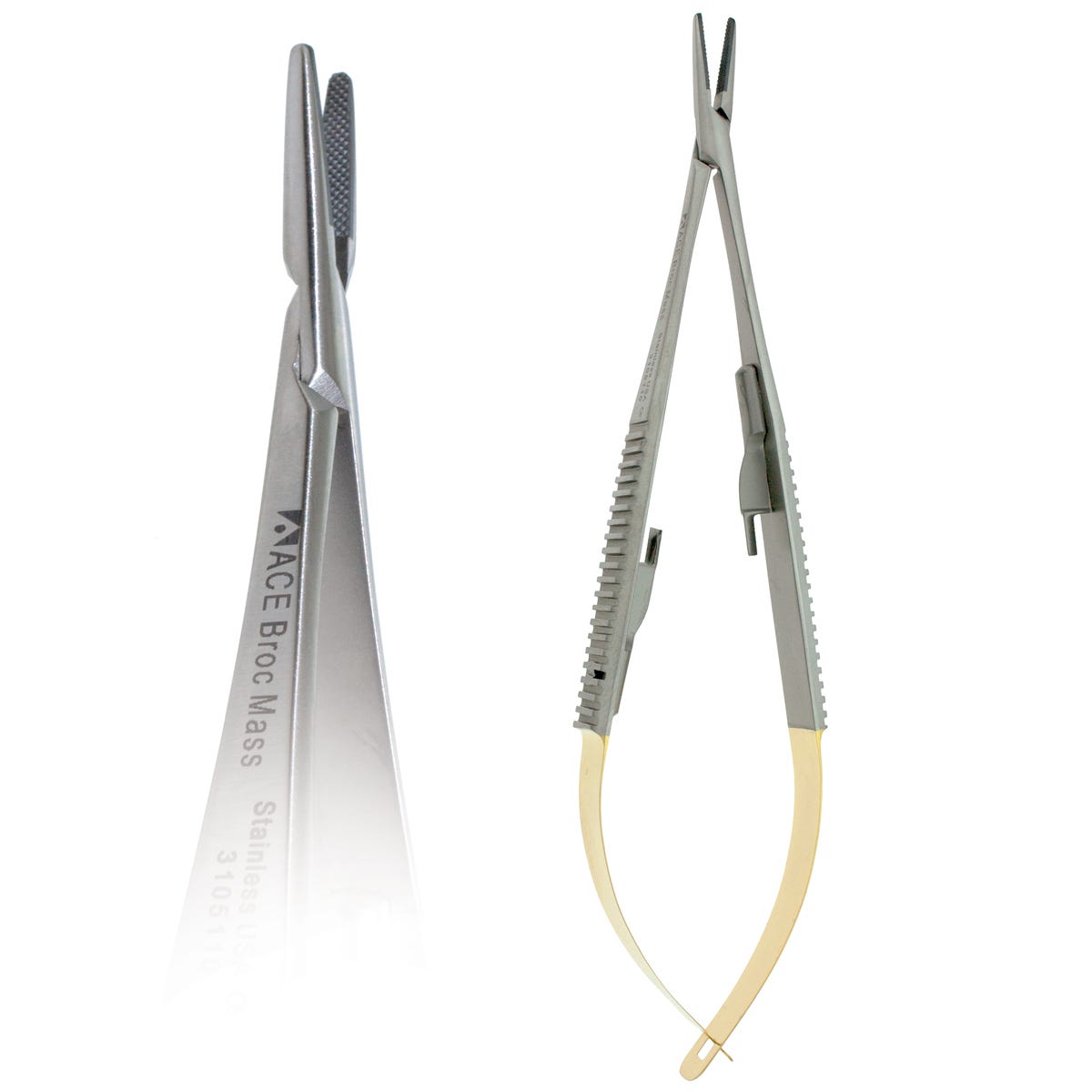 ACE Castroviejo Needle Holder, serrated, narrow, tungsten carbide tips