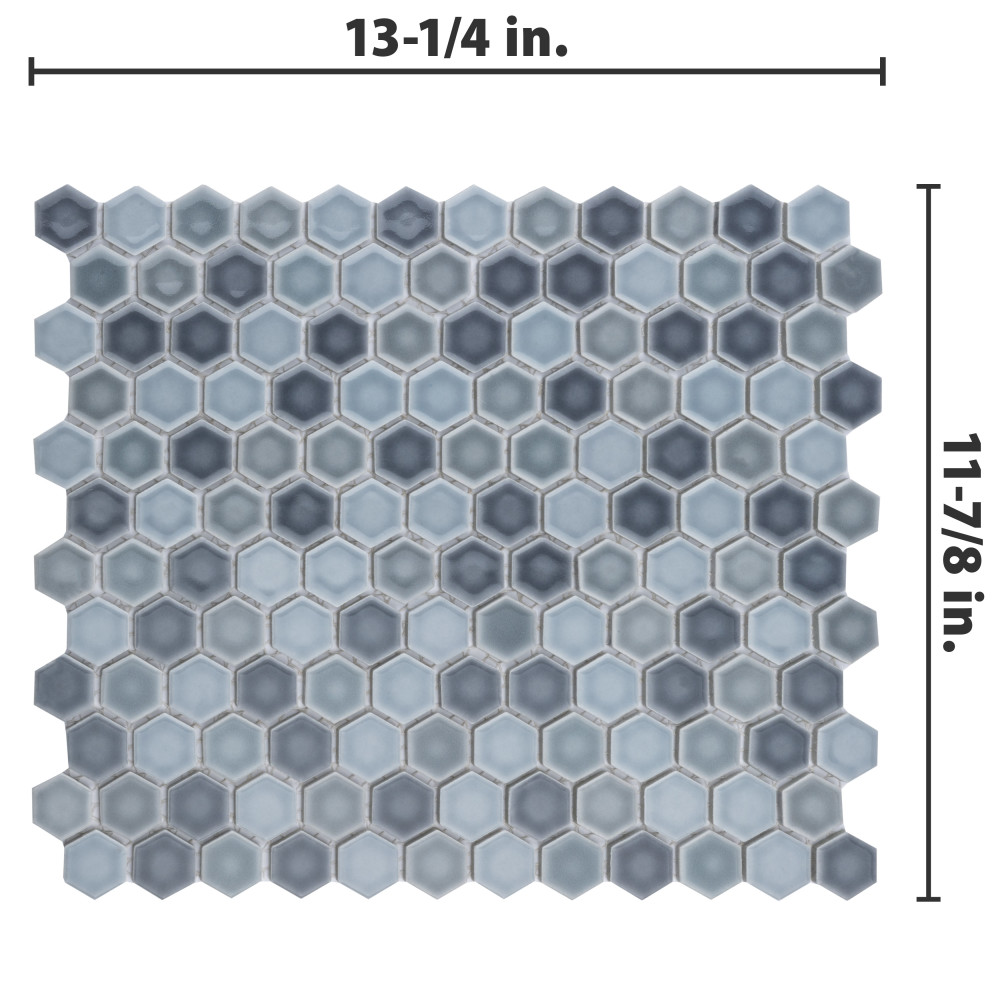 Sample – Hudson 1″ Hex Stillwater Porcelain Mosaic Tile