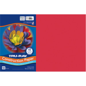 Construction Paper, Heavyweight, Holiday Red, 12" x 18", 50 Sheets
