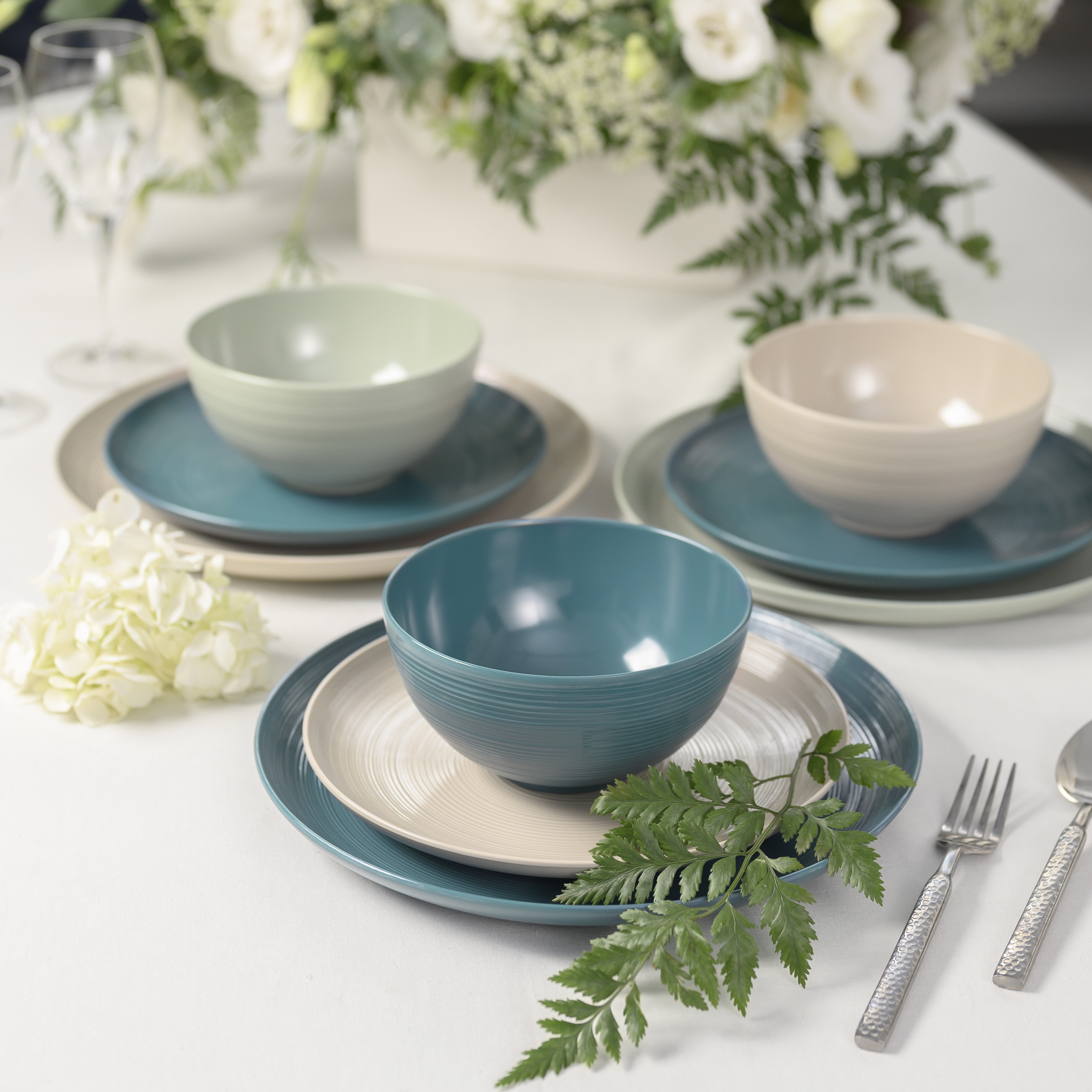 American Conventional Plate & Bowl Sets, Sage, 12-piece set slideshow image 5 American Conventional Plate & Bowl Sets, Sage, 12-piece set slideshow image 5