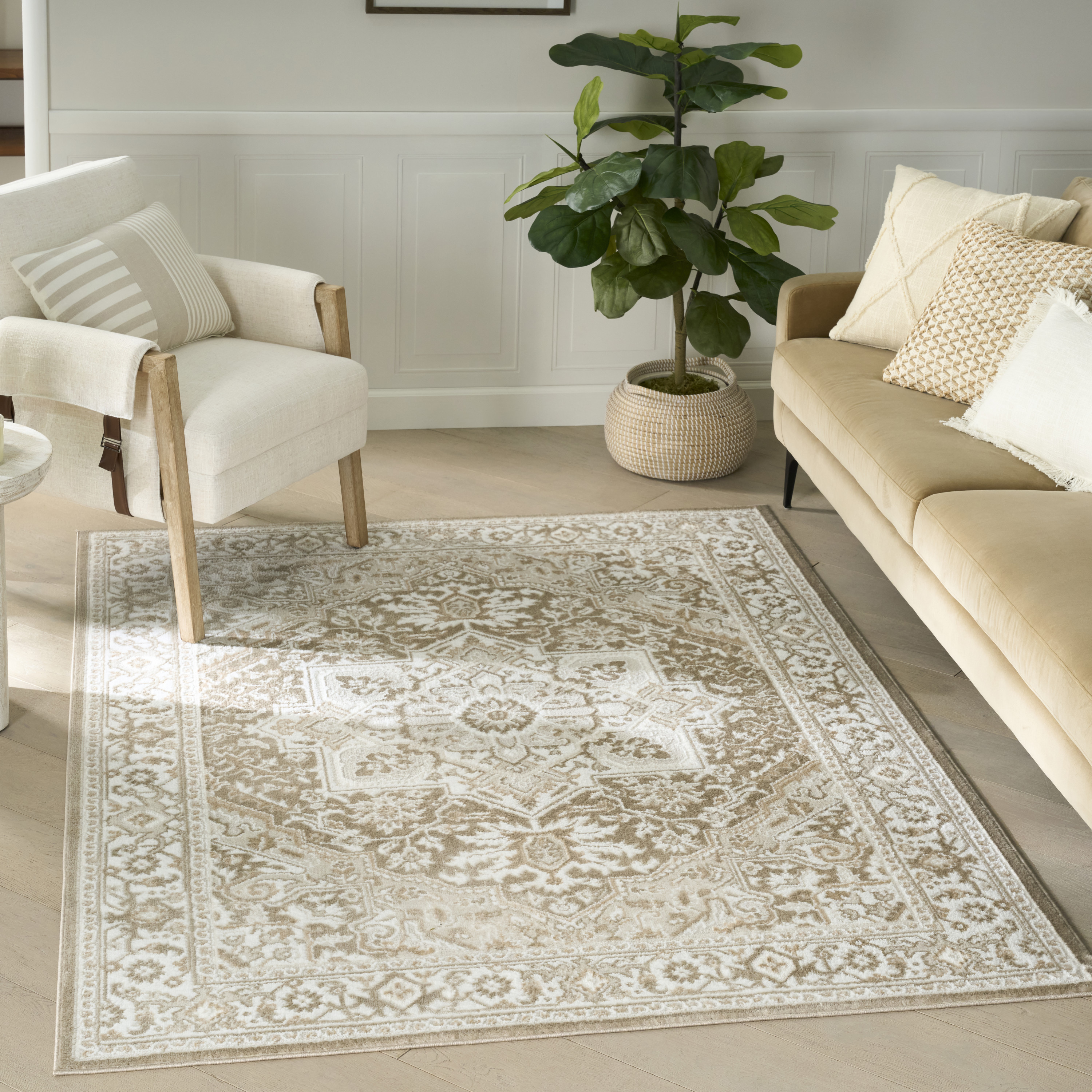 Nourison Dekor 4' x 6' Taupe Ivory Vintage Indoor Rug