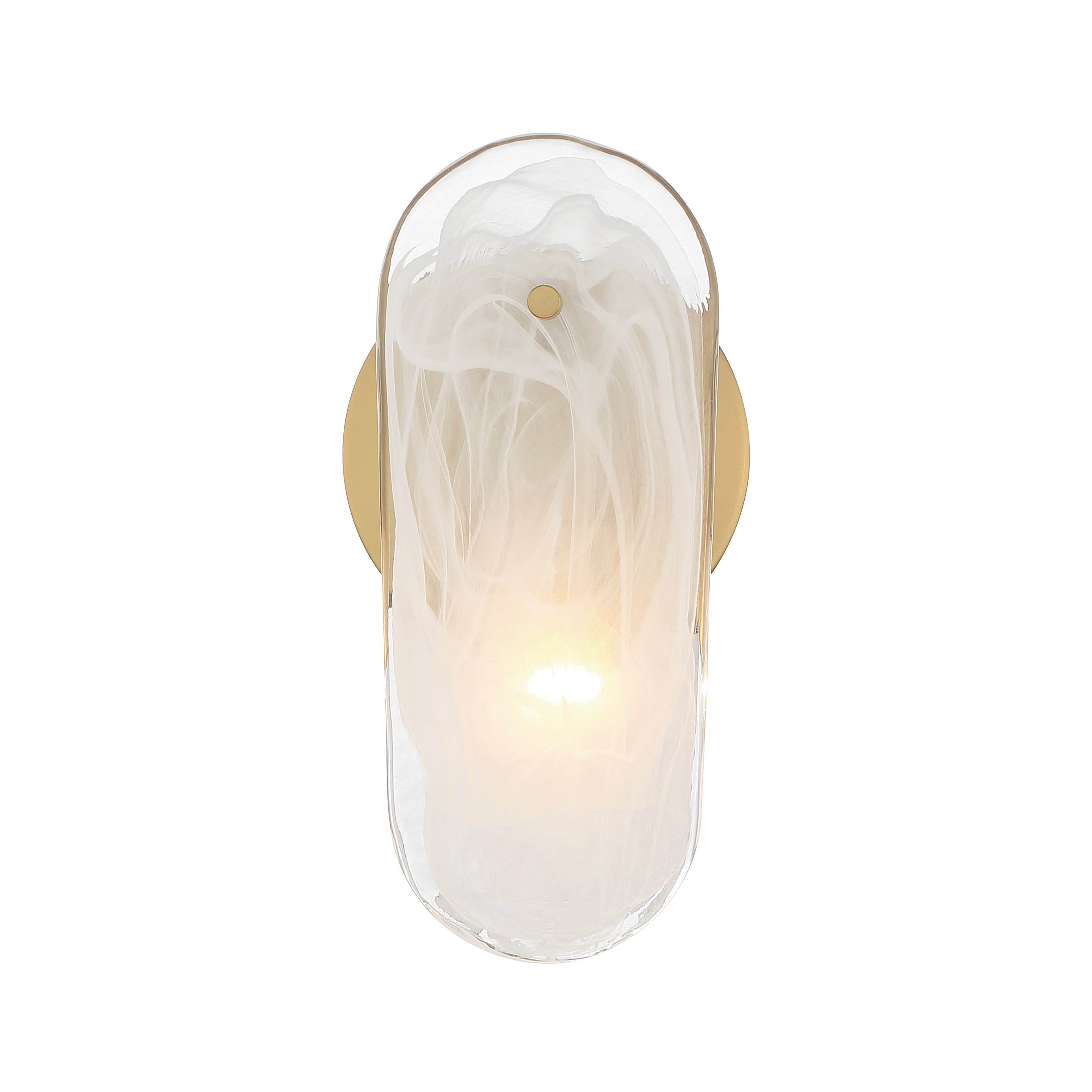 The Oldmill wall sconce combines timeless transitional design with a warm Legacy Brass finish and soft alabaster glass. Its compact 9.75" profile makes it ideal for smaller spaces while providing elegant ambient lighting. - alternate view