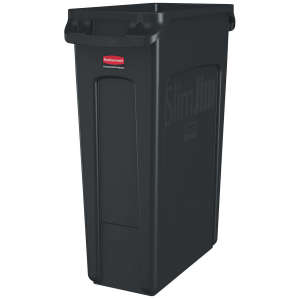 Rubbermaid Commercial, Vented Slim Jim®, 23 gal, Resin, Black, Rectangle, Receptacle