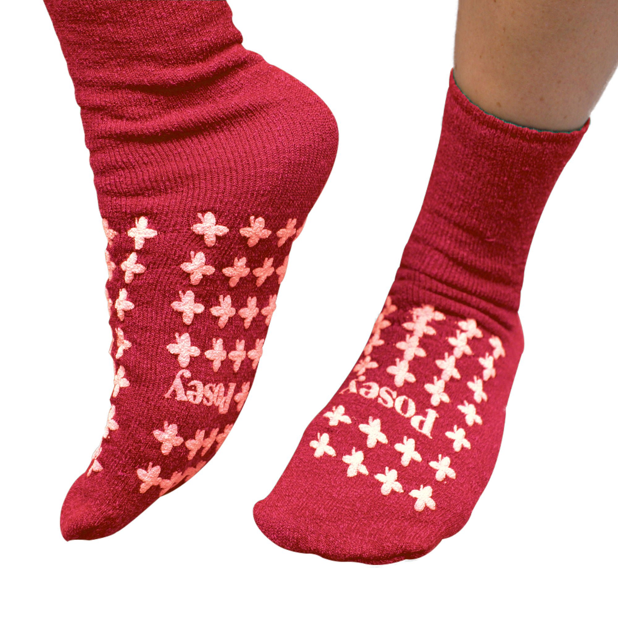 Posey® Fall Management Slipper Socks, Red, Large