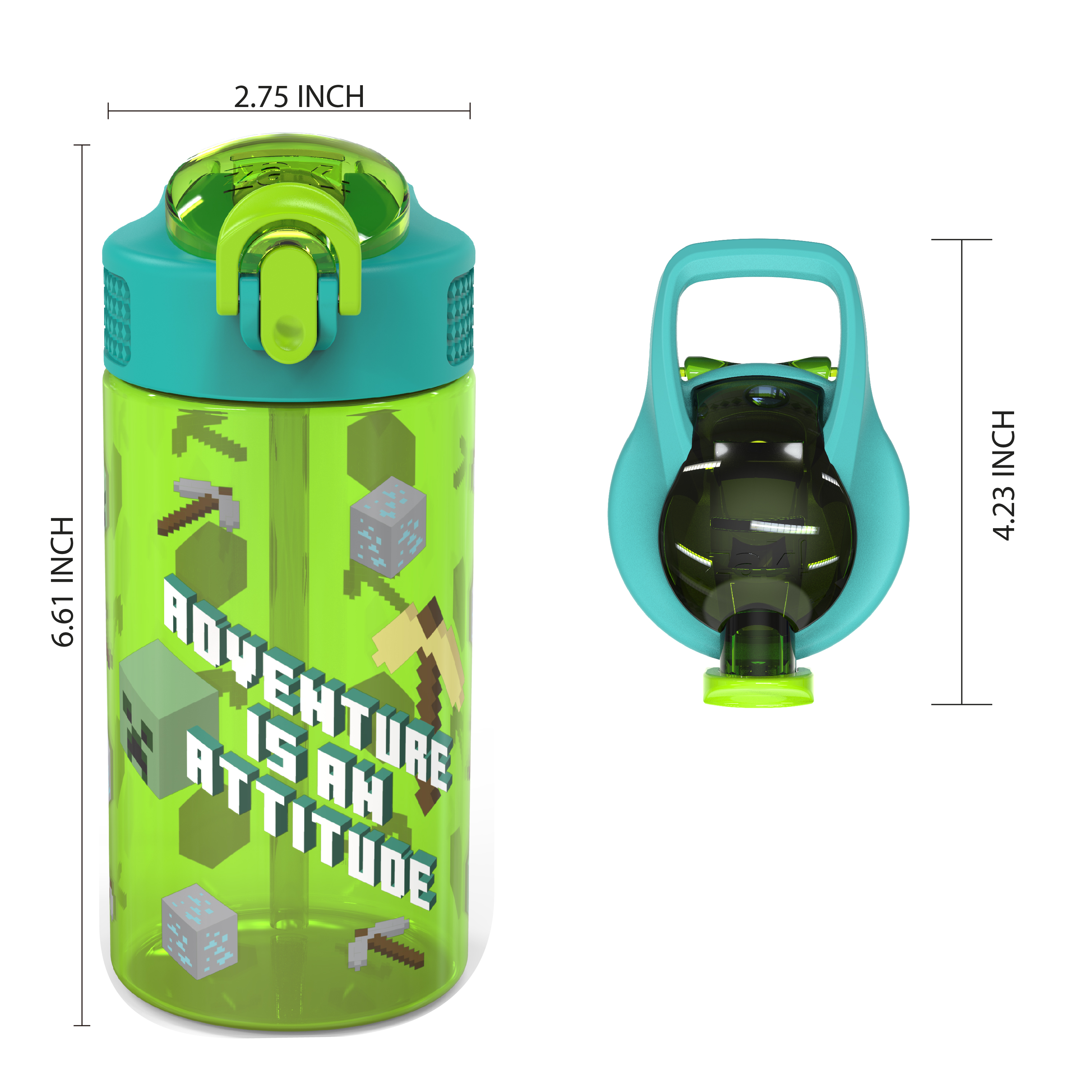 Minecraft 16 ounce Reusable Plastic Water Bottle with Straw, Creeper, 2-piece set slideshow image 8 Minecraft 16 ounce Reusable Plastic Water Bottle with Straw, Creeper, 2-piece set slideshow image 8