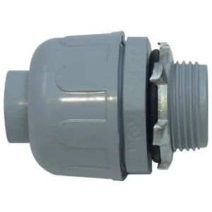 Liquid Tight Connector, Nylon, Straight, Liquid Tight Conduit, Gray, 3/4 in.