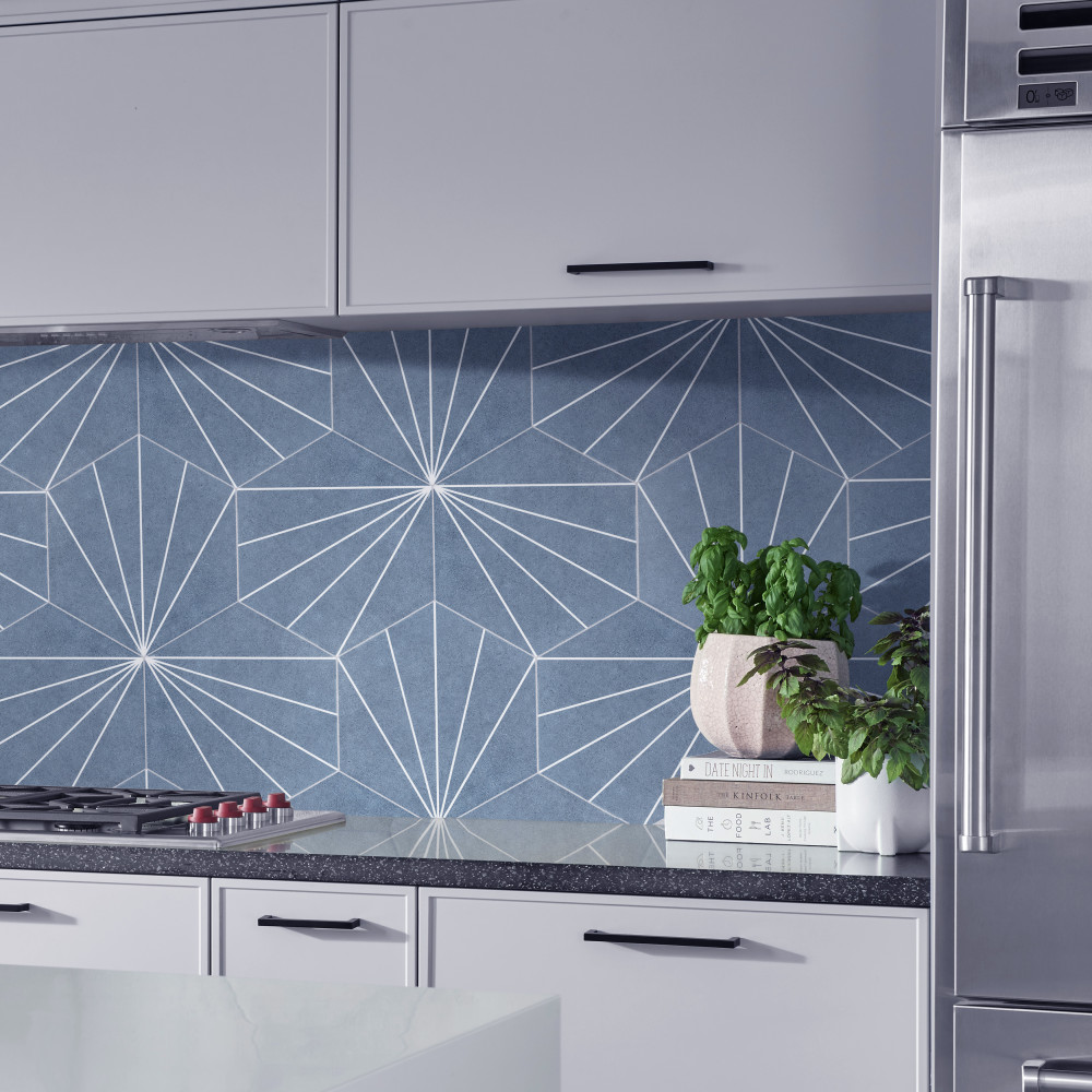 Aster Hex Azul 8-5/8 in. x 9-7/8 in. Porcelain Floor and Wall Tile