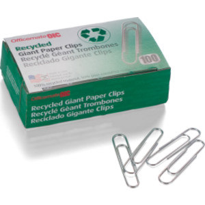 Recycled Paper Clips, Giant Gem, 100/Box