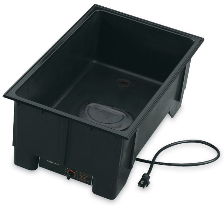 One-well 120-volt full-size Cayenne® drop-in warmer with drain and unit-mounted control panel