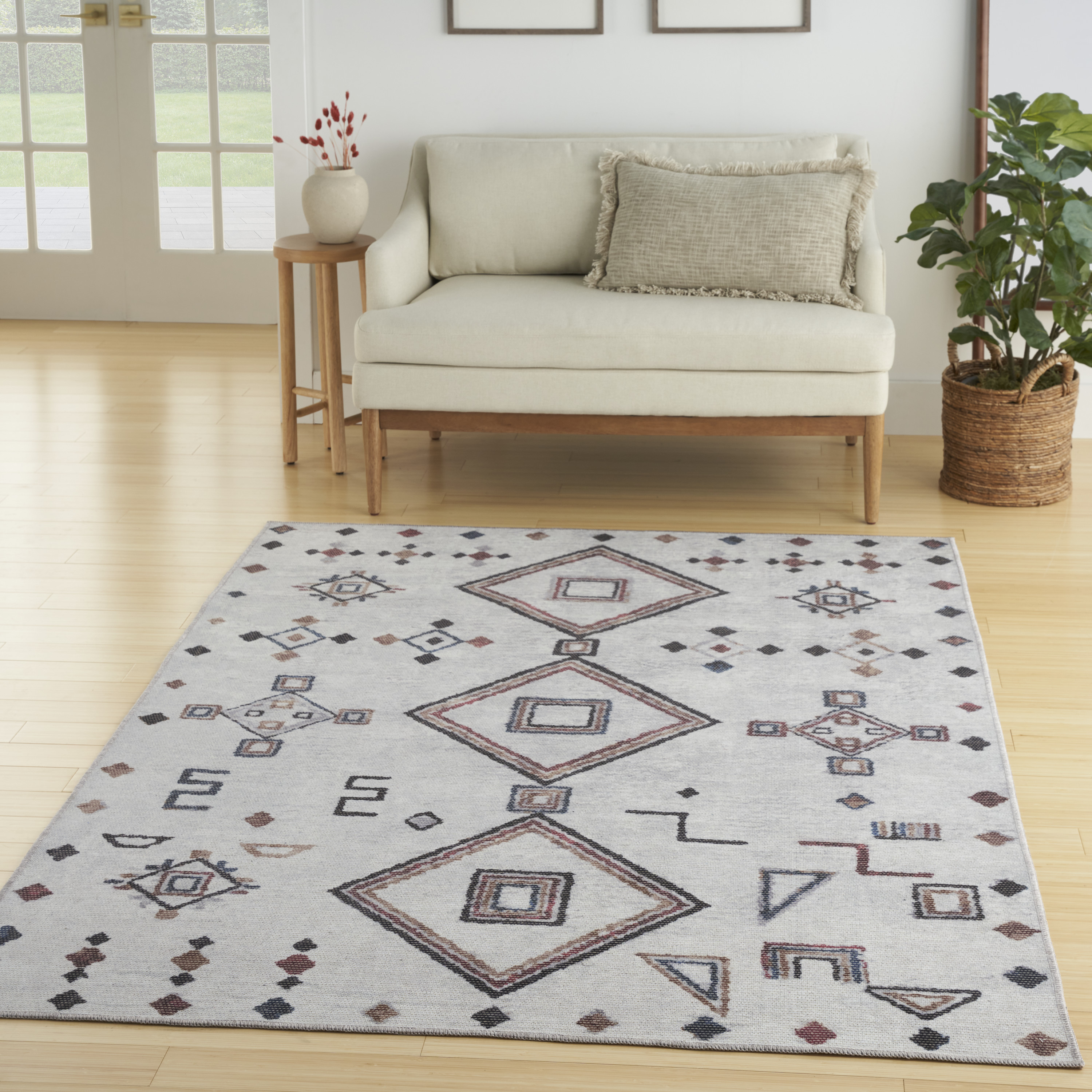 Nourison New Concept Washables 5'3" x 7'3" Ivory Multicolor Bohemian Indoor Rug