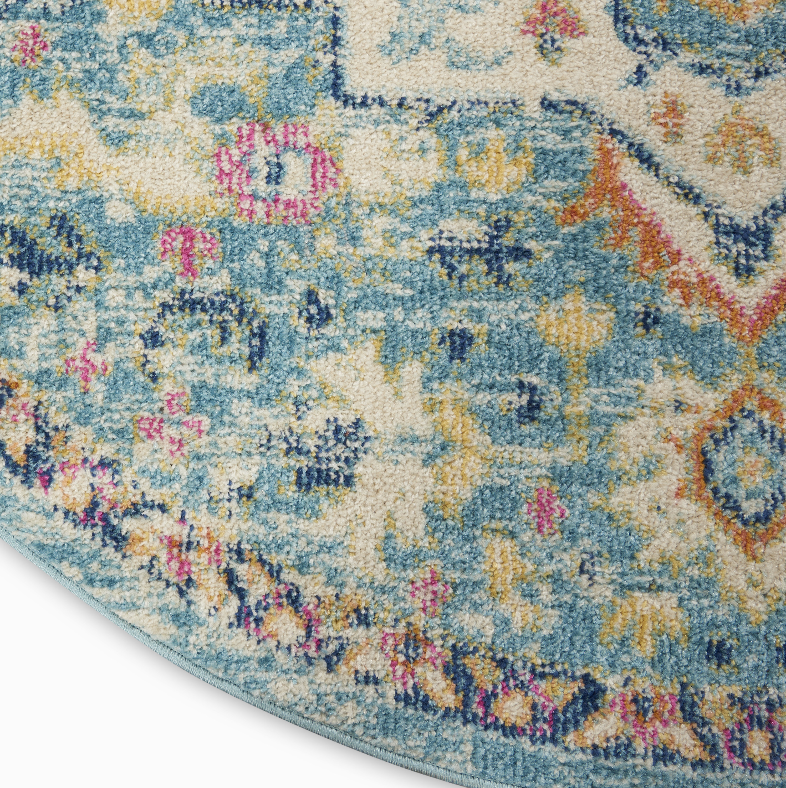 Nourison Passion 8' x Round Ivory Light Blue Bohemian Indoor Rug