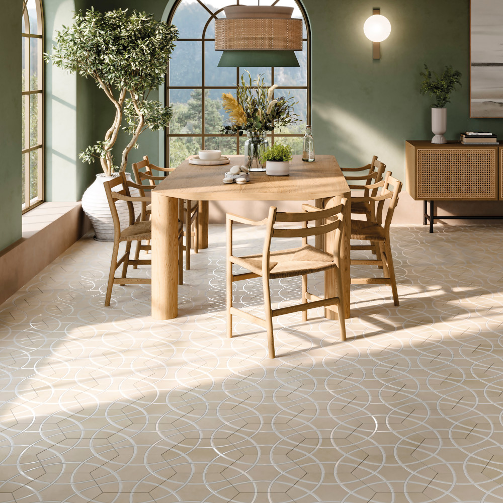 Sample – Bari Hex Sand Deco Porcelain Floor and Wall Tile
