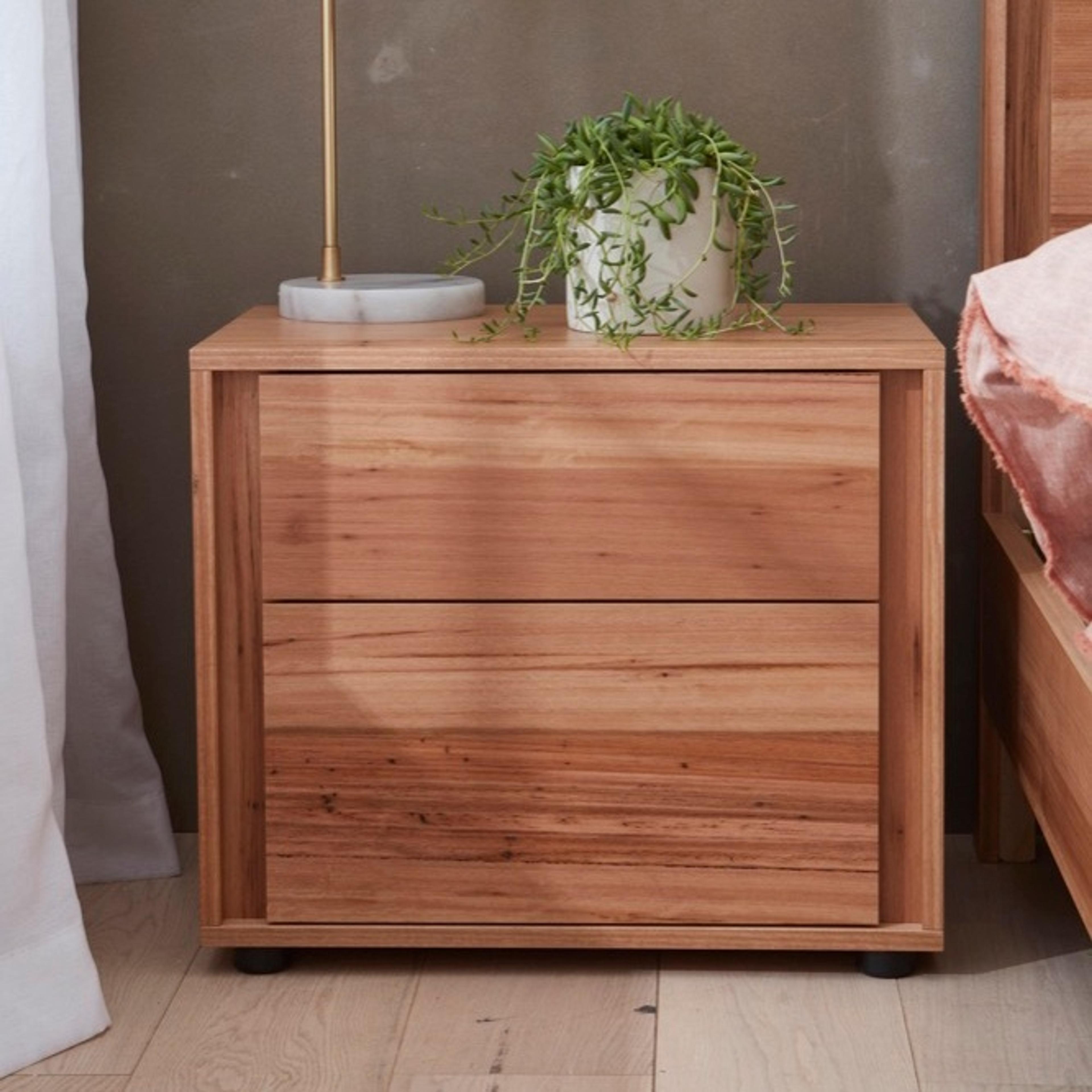 Lifestyle image of the Gap X Bedside Table (2 Drawer), Native from Forty Winks