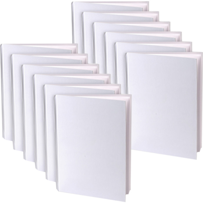 Blank Hardcover Book, White Pages, 5" x 4" Portrait, 14 Sheets/28 Pages, Pack of 12