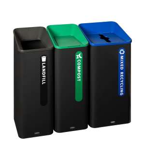 RUB2078988, Rubbermaid Commercial, Sustain, Landfill, 23 gal, Powder-coated Steel, Black, Rectangle, Receptacle