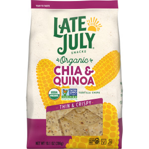 Late July Snacks Thin and Crispy Organic Tortilla Chips with Chia and Quinoa, 10.1 oz Bag