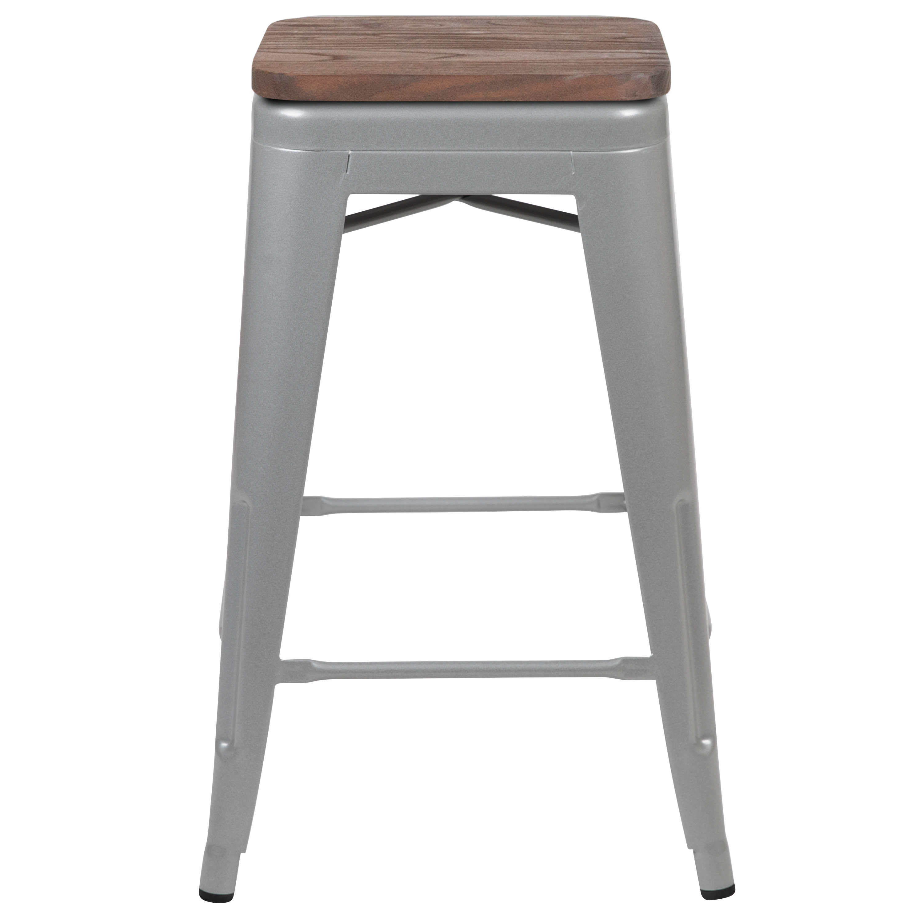 Cierra 24" High Metal Counter-Height, Indoor Bar Stool with Wood Seat in Gun ... - Picture 21 of 49