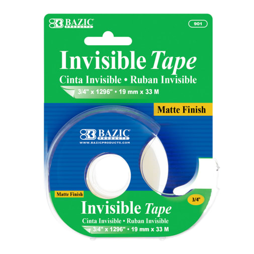 Invisible Tape with Dispenser 3/4" x 1296"
