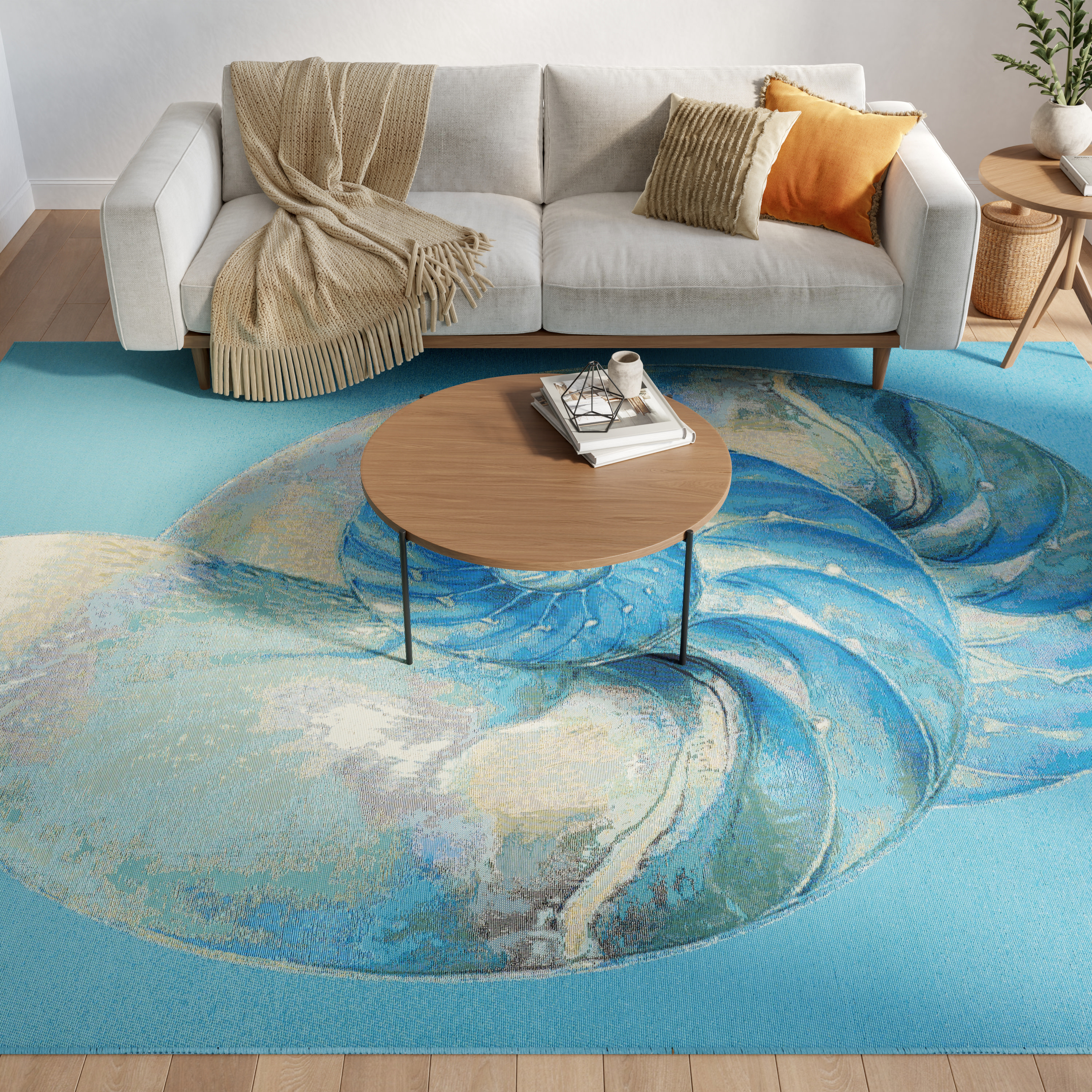 Nourison Color Splash 7'10" x 9'10" Blue Ivory Coastal, Nautical & Beach Rug