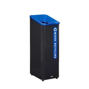 Rubbermaid Commercial, Sustain Mixed Recycling, Sustain Mixed Recycling, 15gal, Powder-coated Steel, Blue, Rectangle, Receptacle