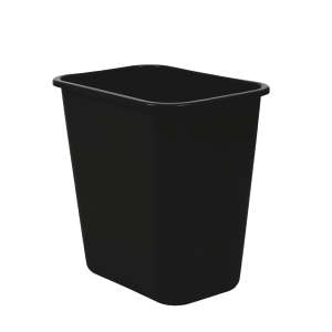 Hillyard, 7gal, Plastic, Black, Rectangle, Receptacle