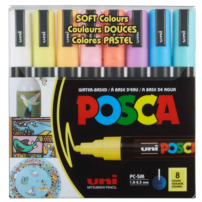 PC-5M Paint Markers, Medium Bullet Tip (1.8-2.5 mm), Soft Colors, Set of 8