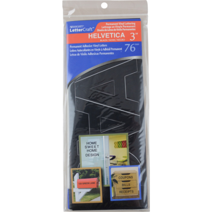 LetterCraft Permanent Vinyl Lettering, Helvetica, 3-Inch, Black