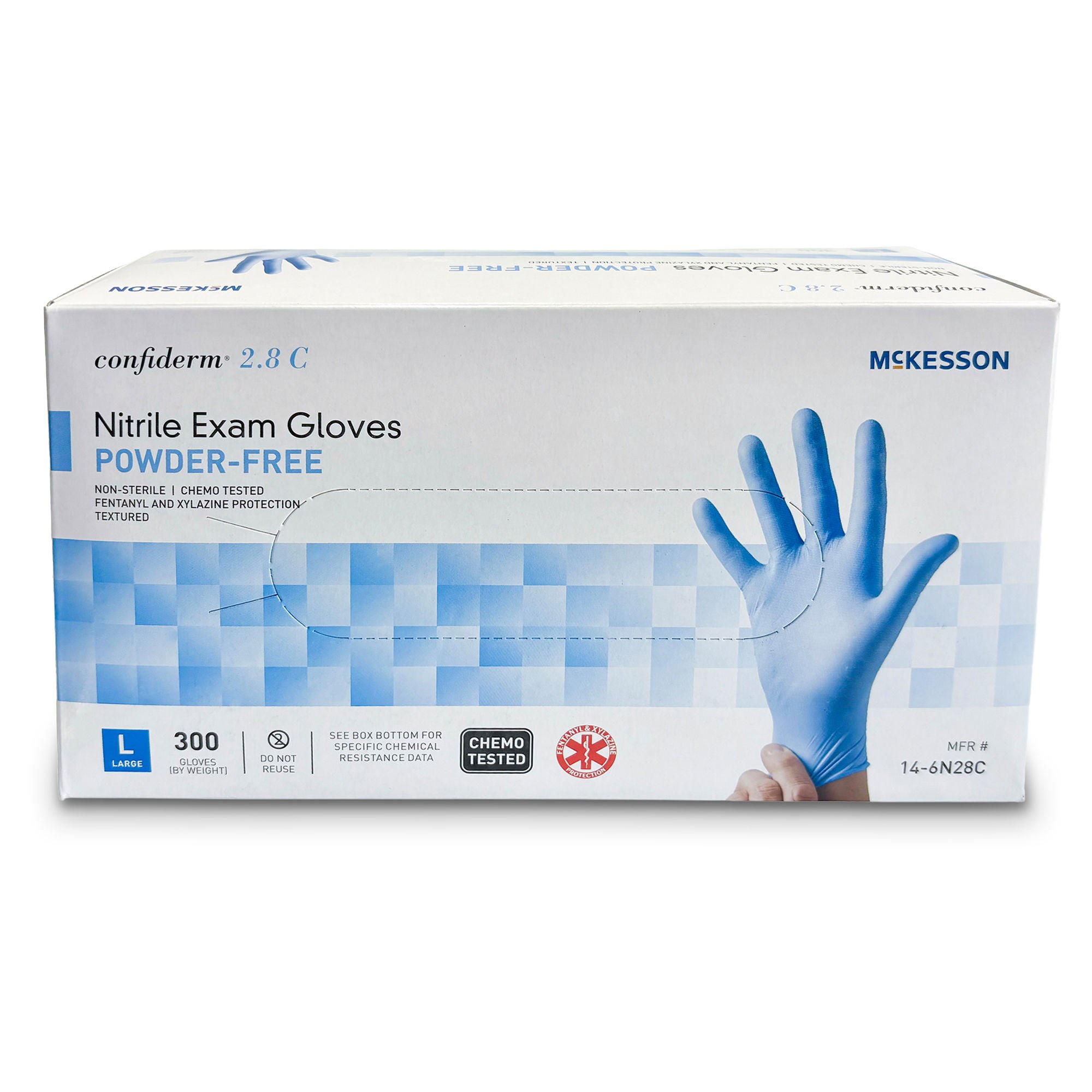 McKesson Brand GLOVE, EXAM NITRL LG N/S CONFIDERM 2.8C (300/BX 10BX/CS)