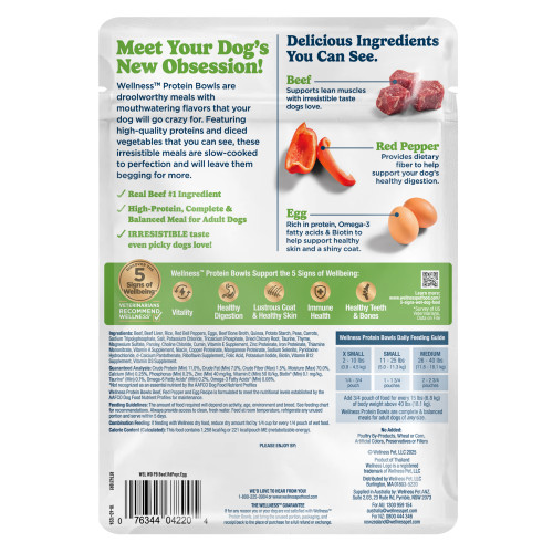 Wellness Protein Bowls Beef, Red Pepper & Egg back packaging