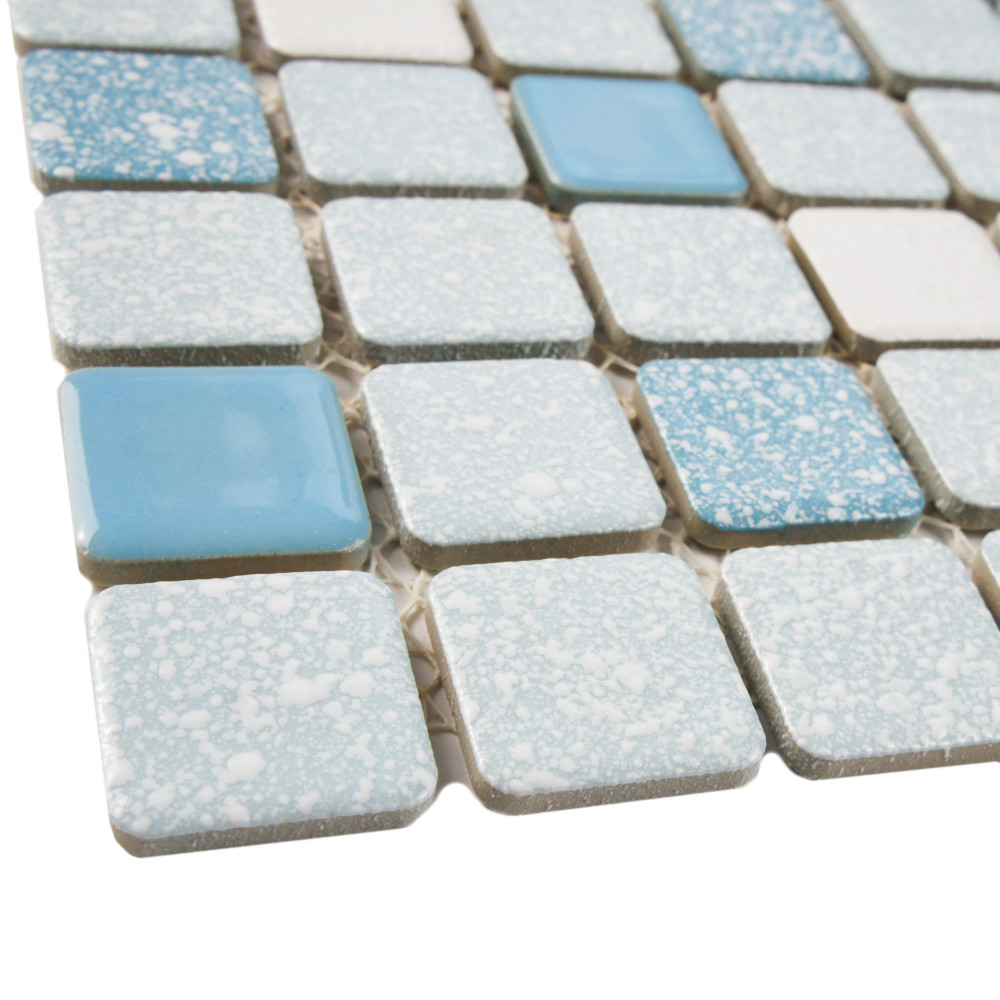 Crystalline Square Blue 12 in. x 12 in. Porcelain Mosaic Tile
