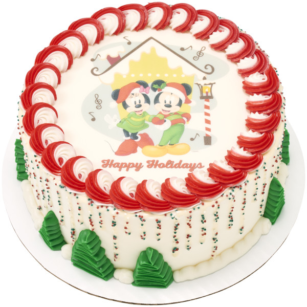Mickey Mouse and Minnie Mouse Happy Holidays PhotoCake® Edible Image®