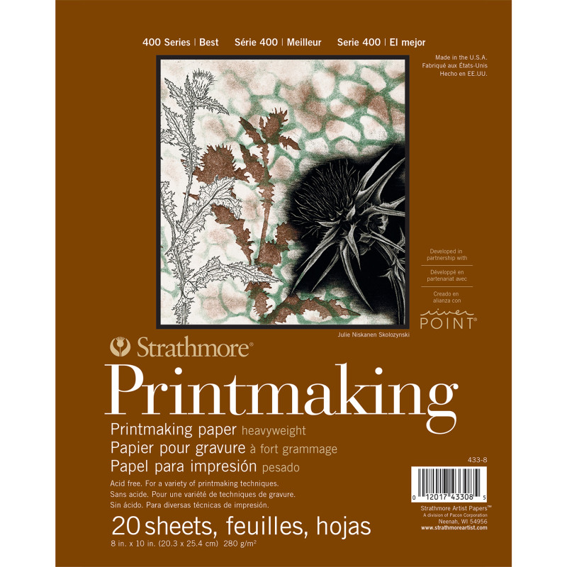 400 Series Printmaking Paper Pad, Heavyweight, Glue Binding, 20 Sheet, 8x10 inch, 1 Count
