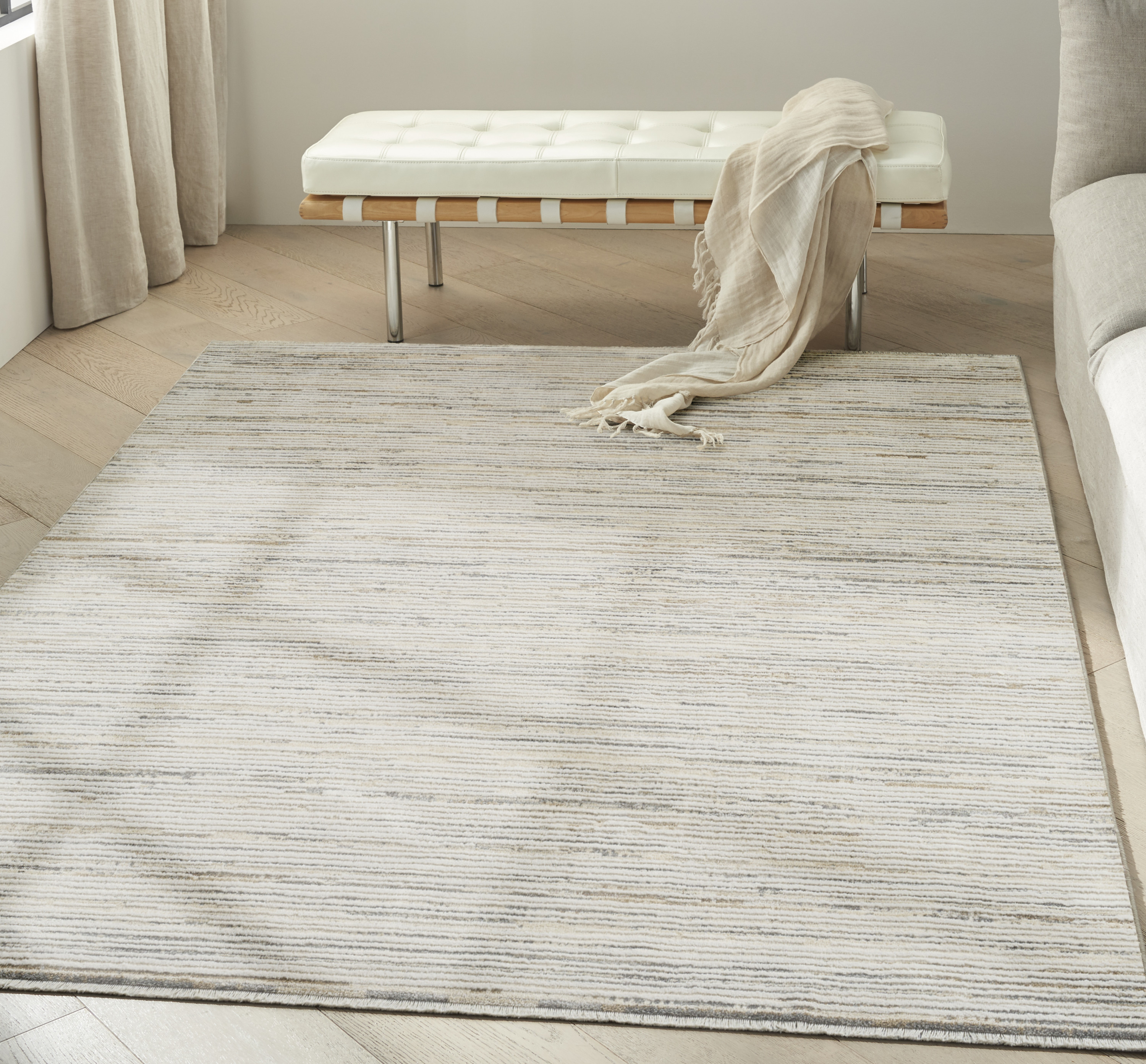 Calvin Klein CK078 Summit 3'11" x 5'11" Ivory Multicolor Modern Indoor Rug