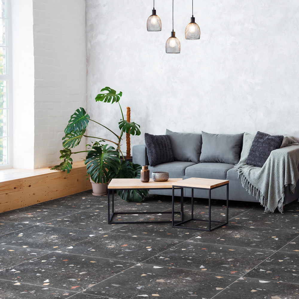 Sonar Black 25-5/8 in. x 25-5/8 in. Porcelain Floor and Wall Tile