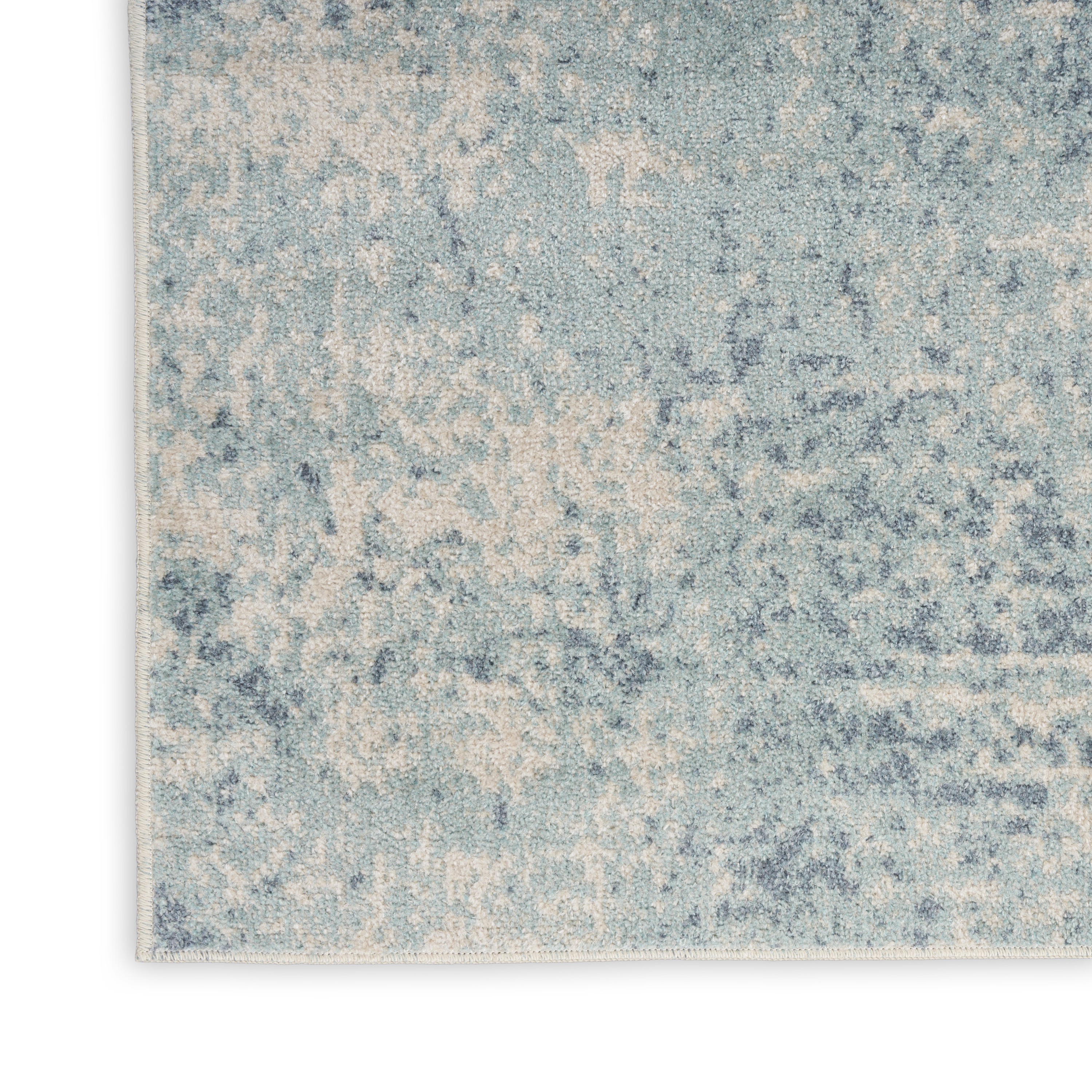 Nourison Astra Machine Washable 2'2" x 10' Blue Ivory Modern Indoor Rug