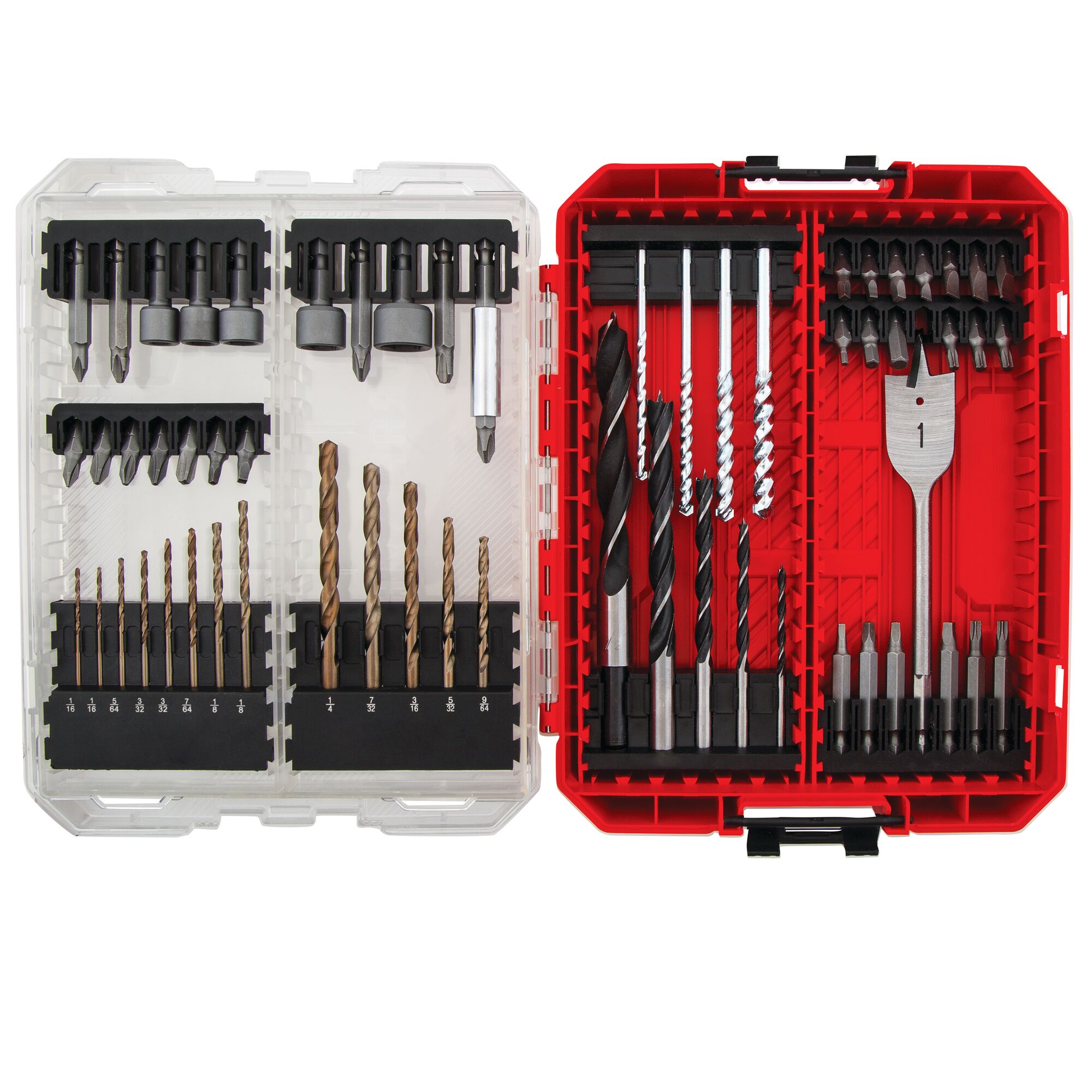 60 Piece DRILL or DRIVE SET in plastic case packaging with lid open.