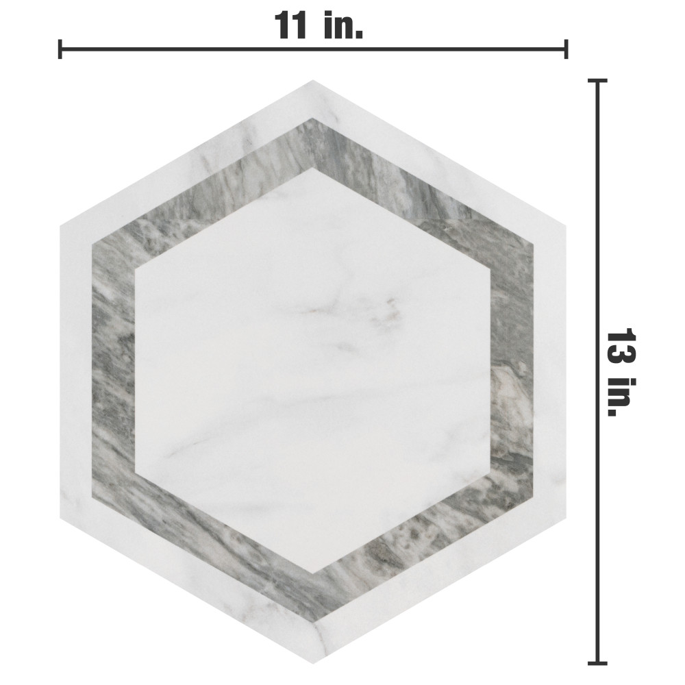 Marbilia Hex Venato Grey Geo with Biotech 11 in. x 13 in. Porcelain Floor and Wall Tile