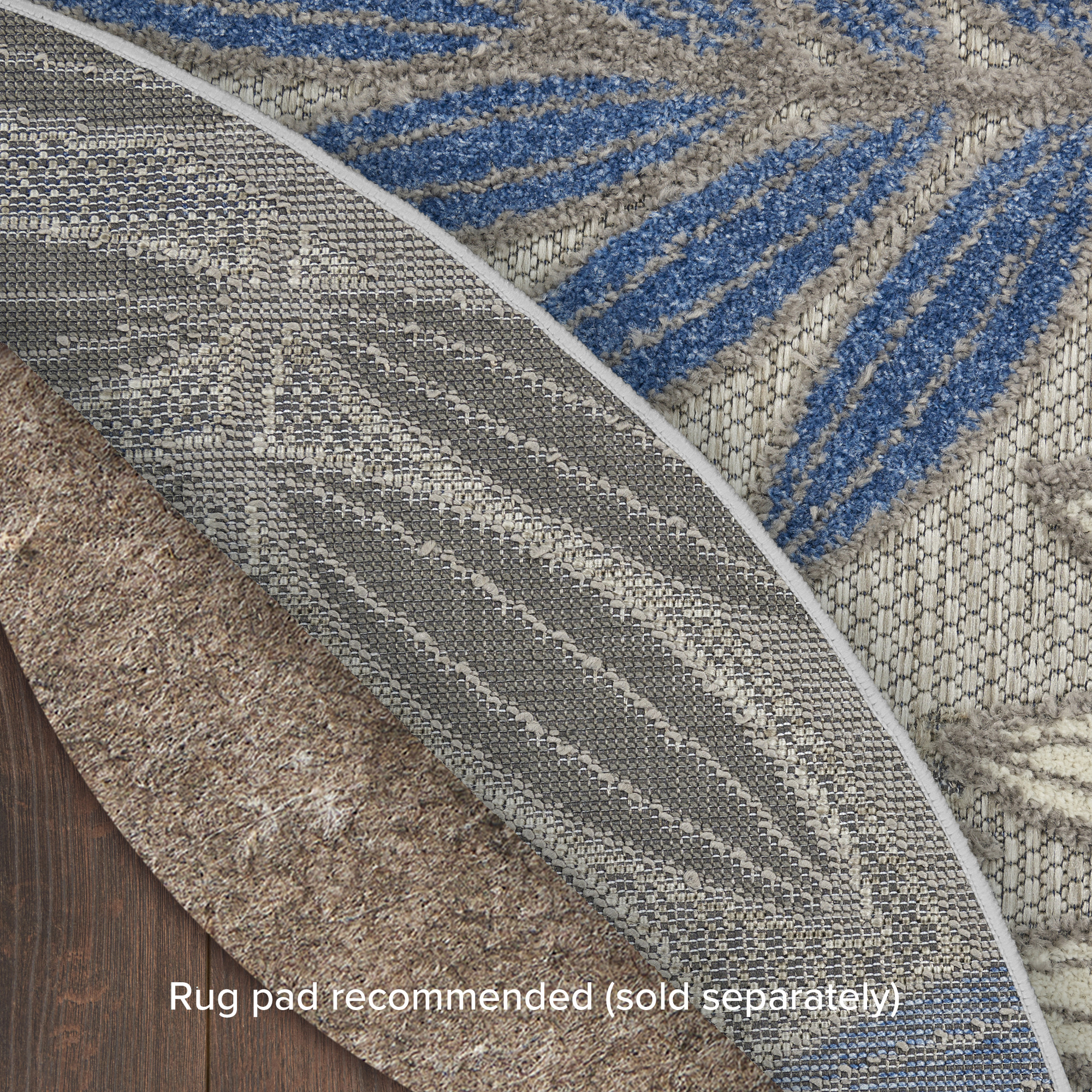 Nourison Aloha 7'10" x Round Grey Blue Tropical Rug